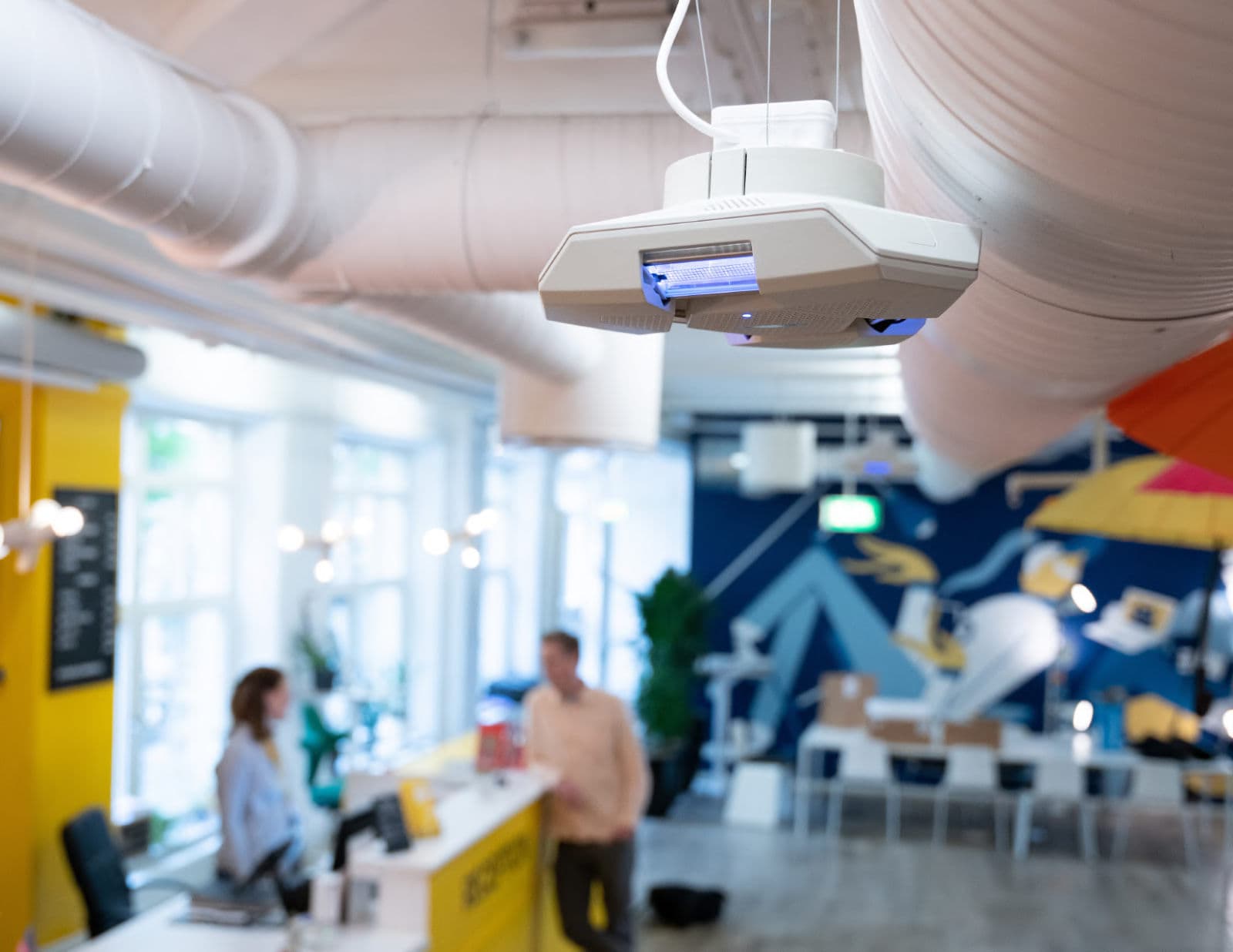 A Lumenlabs fixture installed in an office ceiling