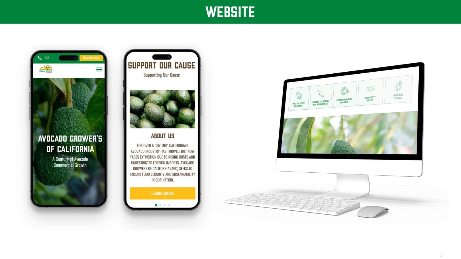 Avocado Growers of California website on mobile and desktop
