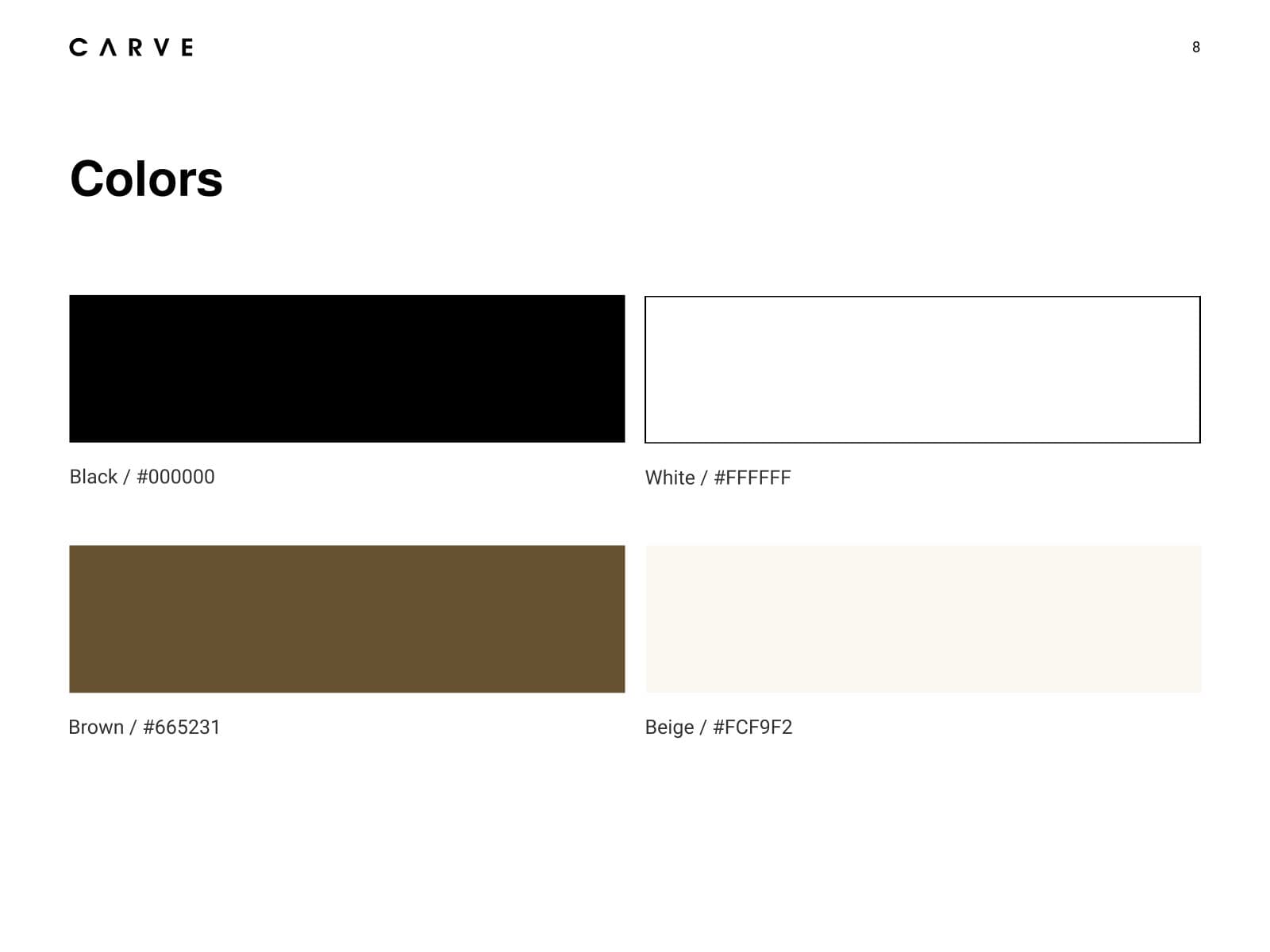 CARVE colour palette
