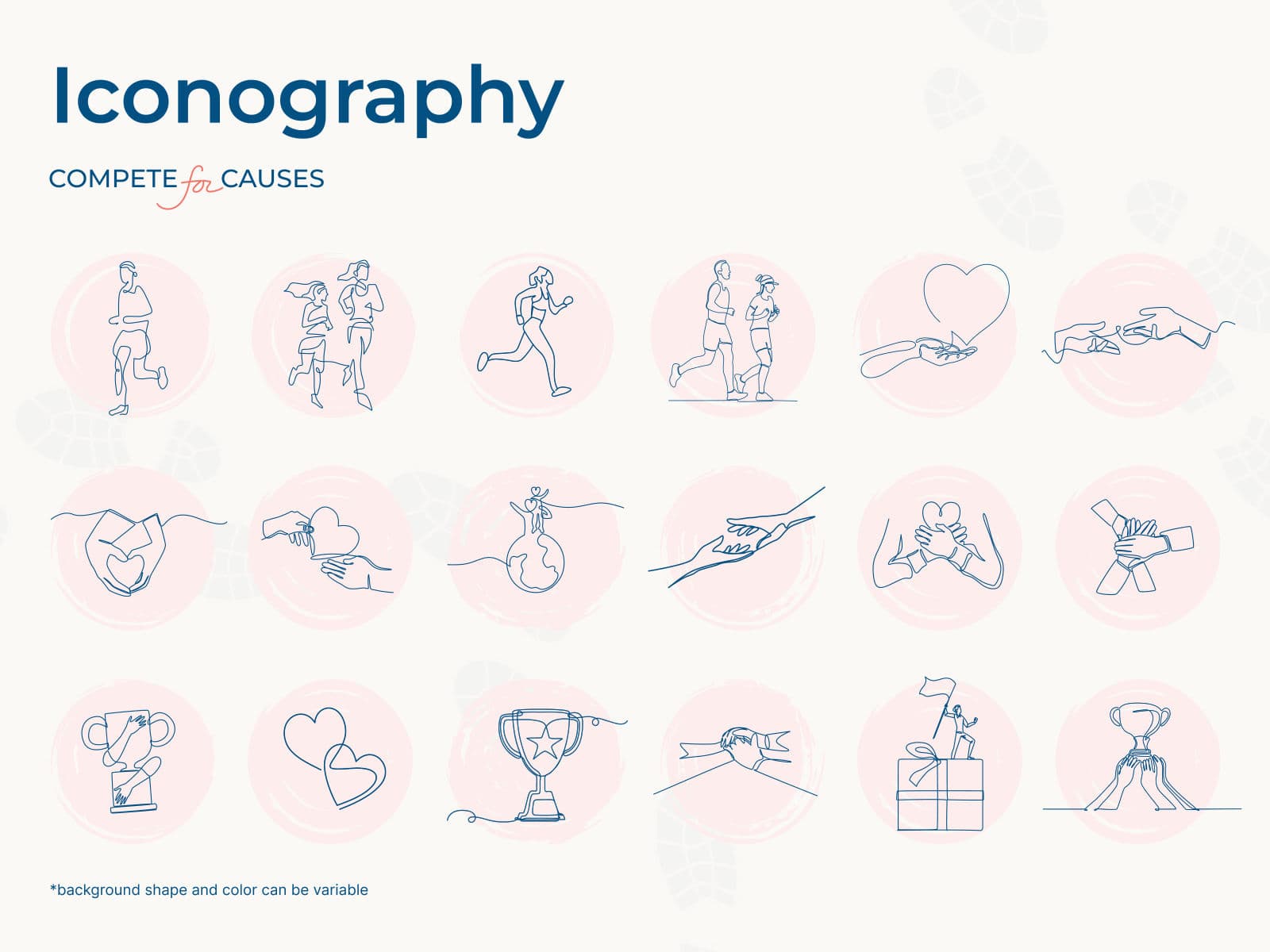 Compete for Causes line iconography