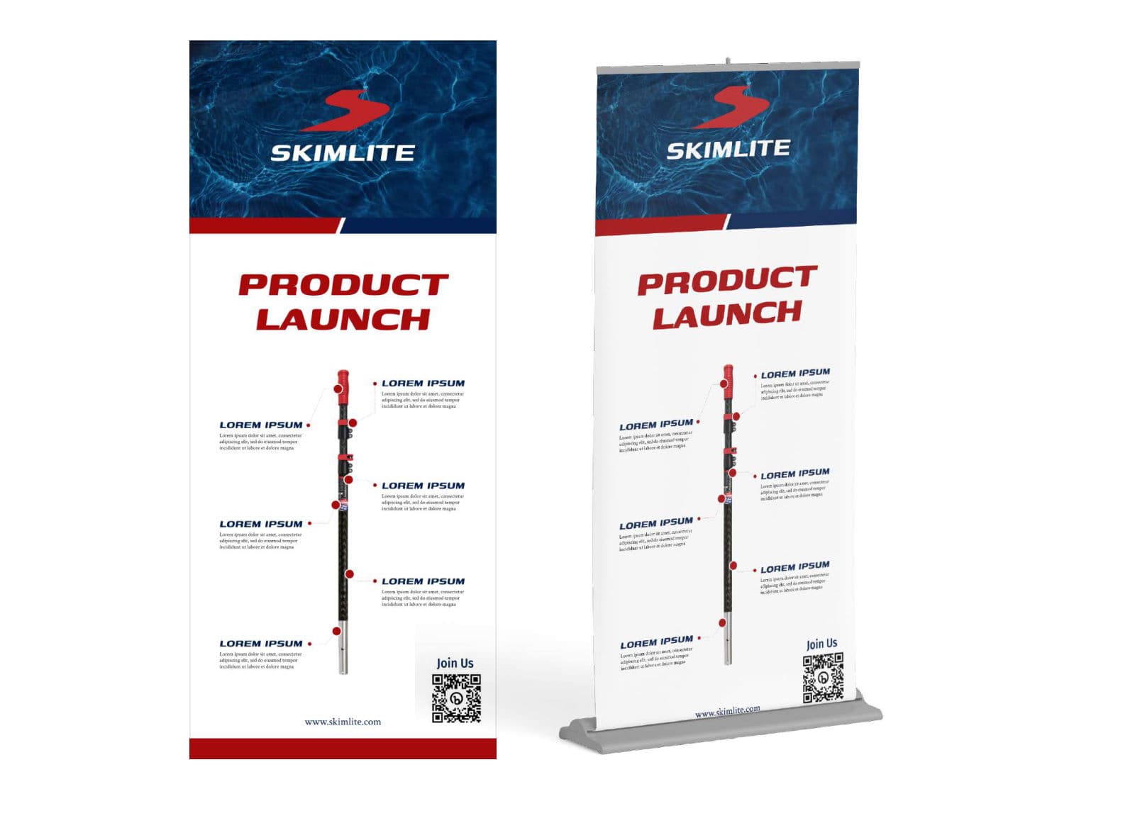 Skimlite roll-up displays for product launches