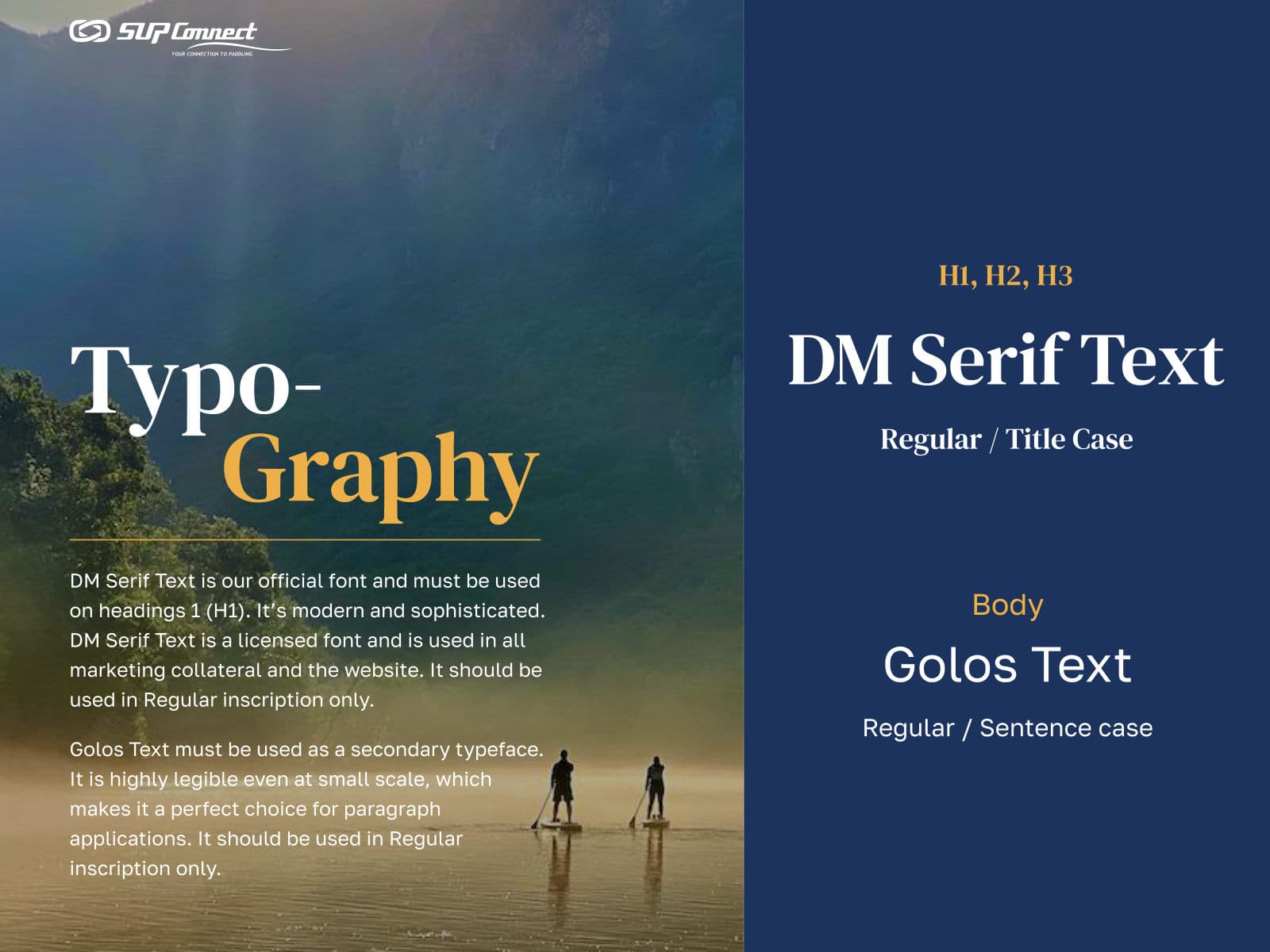 Supconnect typography, DM Serif Text and Golos Text