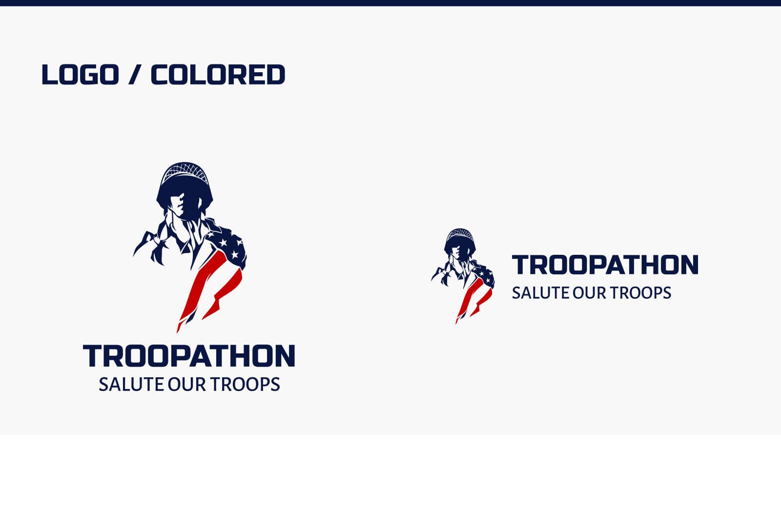 Troopathon logo in colour, stacked and horizontal