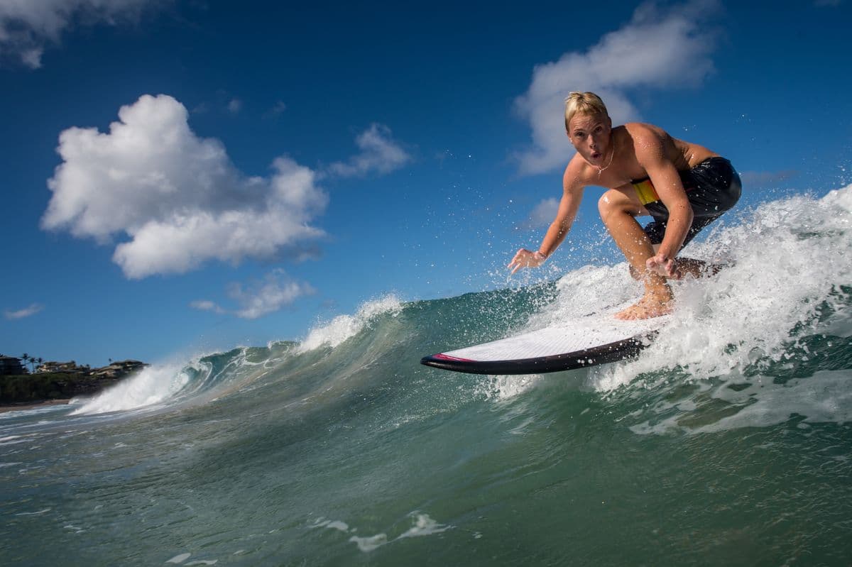 A rider turning on a breaking wave