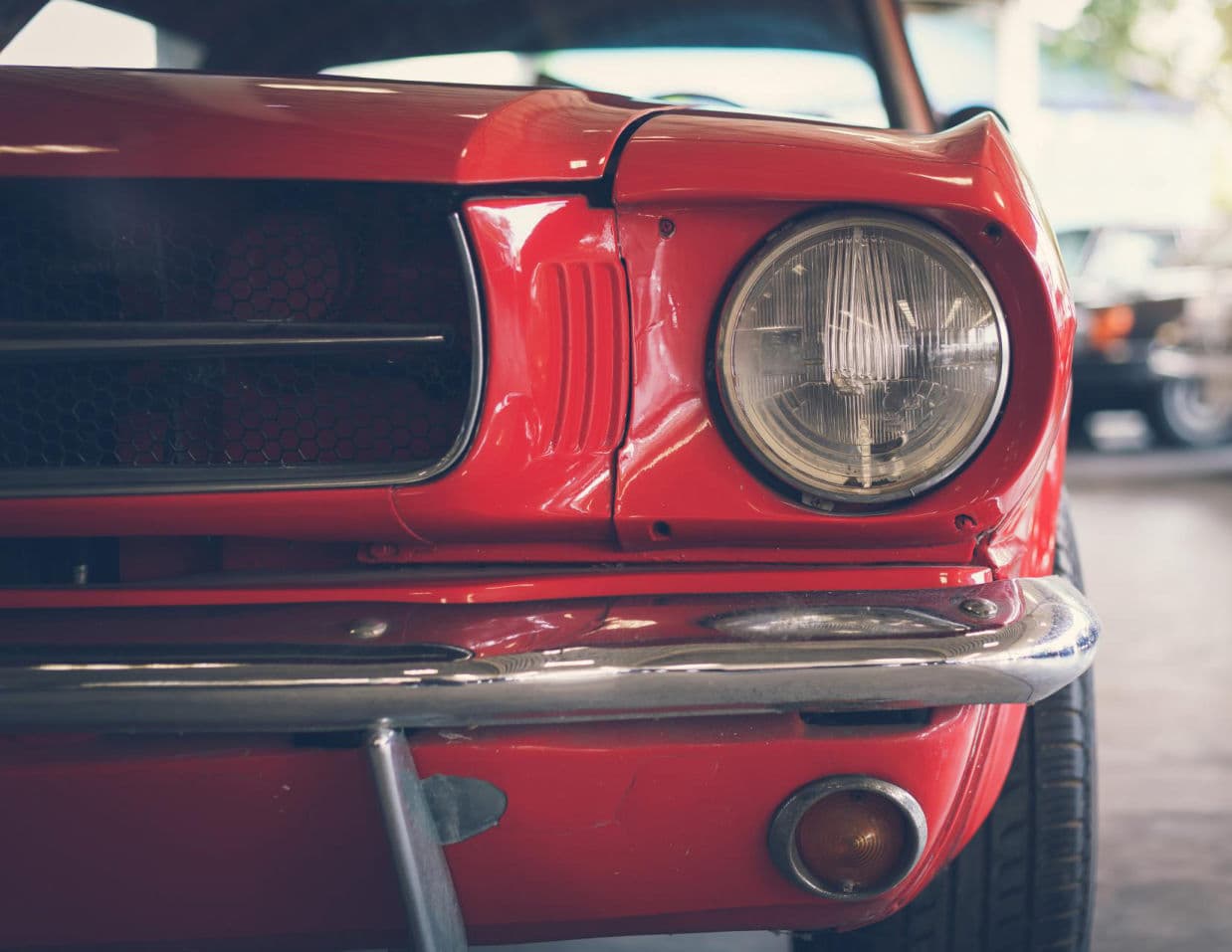 A classic Mustang in storage