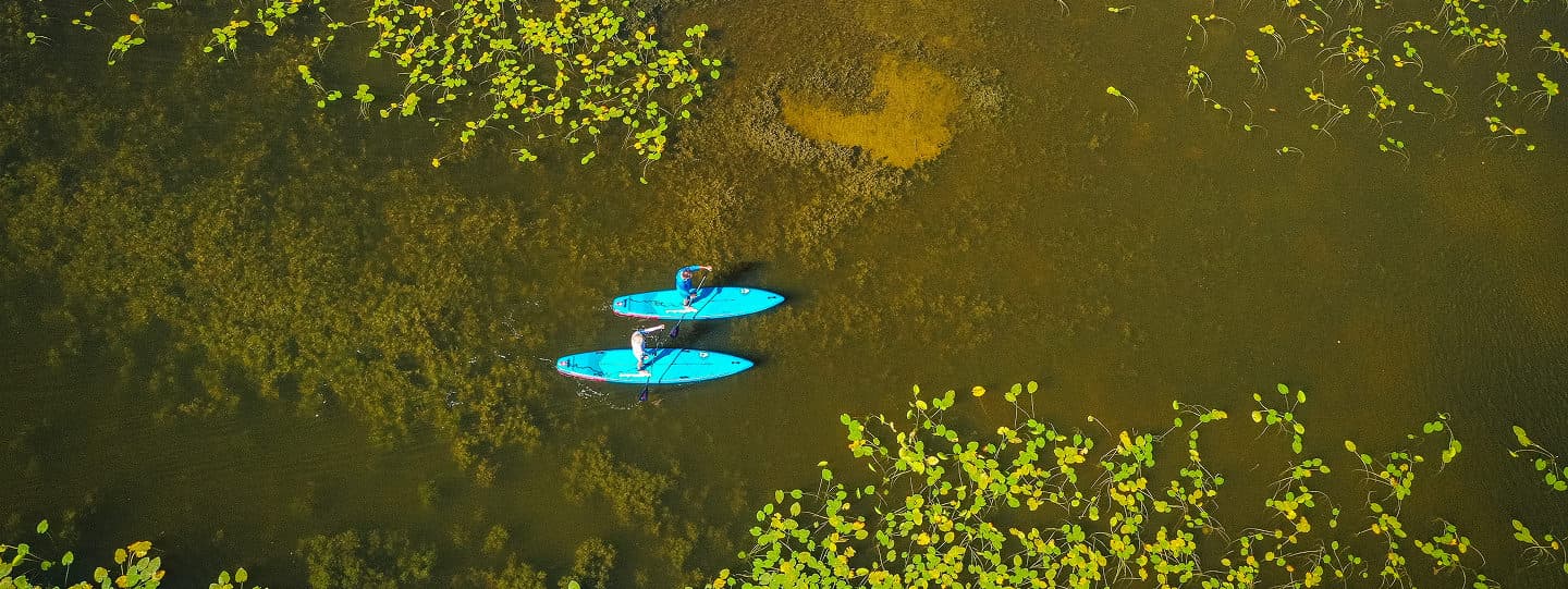 Stand-up paddler on open water